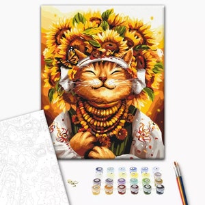 Paint by numbers Kitty Sonechko , Paint By Numbers Kit For Adults SUN AND CAT ,Home Decor , Personalized Gift For Her/Him