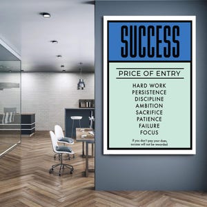 Success ALEC MONOPOLY Wall ART, Luxury Canvas, Acrylic Pop Art, Inspiring Motivational Canvas, Home Office & Room Decor, Gift Idea
