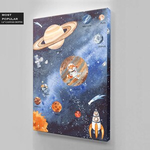 Solar System Wall Art, Astronaut Art, Little Boys Room Decor Ideas, Planets, Cute Design, Printable Wall Art, Nasa Astronaut
