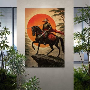 Arte murale giapponese Samurai - Arte moderna Katana, regalo di arredamento per la casa della cultura asiatica, arte in vetro acrilico