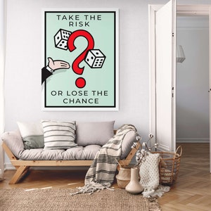 ALEC MONOPOLY Wall ART, Take The Risk Or Lose The Chance, Luxury Canvas, Acrylic Art,Motivational Canvas, Home Office Decor, Gift Idea