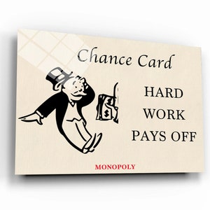 Rich ALEC MONOPOLY Wall ART, Hard Work Pays Off, Motivational Poster Inspirational Canvas Office Entrepreneur Quote Acrylic Effect Wall Art