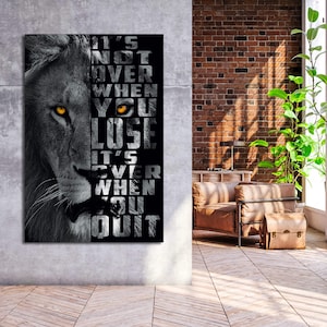Motivational Wall ART LION Modern Office Decor, Inspirational Quote Art Wild Animals Poster Entrepreneur Motivation Sign  Lion Wall Art