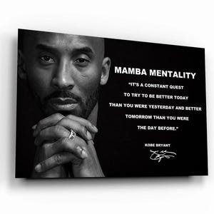 Lienzo con citas motivadoras sobre la mentalidad de Mamba, impresión sobre la mentalidad de Kobe, póster de jugador legendario del baloncesto, regalo de baloncesto, impresión sobre la mentalidad