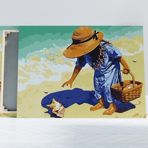 Girl on Beach Painting By Number Picture On Canvas Kit For Adults Acrylic Paint DIY Gift Paint By Number , Home Decor, Gift For Her/Him