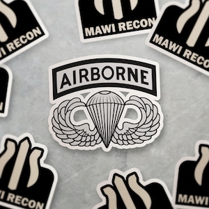 US Army Airborne Sticker | Jump Wings, Parachutist Badge, Paratrooper Decal | Durable Die-Cut Vinyl, Matte Finish