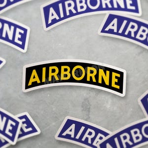 Adesivo Airborne Tab / Paracadutista, esercito americano, addestramento abilità speciali / Vinile fustellato resistente, finitura opaca