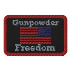 Gunpowder and Freedom Iron-on Patch (Red Outline)