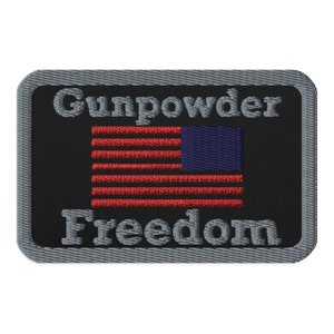 Gunpowder and Freedom Iron-on Patch (Grey Outline)