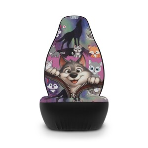 Fundas de asiento de coche personalizadas con dibujos animados de lujo de Baby Wolf, ajuste fácil y diseño elegante, gran regalo_Rosa claro
