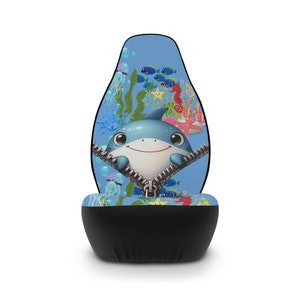 Joli bébé requin dessin animé sous la mer - Housses de siège auto personnalisées de luxe - Ajustement facile, design élégant - Super cadeau_Housses de siège auto ludiques