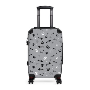 Hond Kat Poten Visgraten Uniek ontwerp Print - Stijlvolle en robuuste handbagage voor dierenliefhebbers - Duurzame, ruime reiskoffer Cadeau