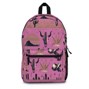 Sac à dos léger et durable Highland Cowboy Girl imprimé crâne de vache, imperméable, bretelles réglables, sac de voyage scolaire spacieux