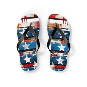 Rustic American Flag Flip Flops: Patriotic Summer Sandals