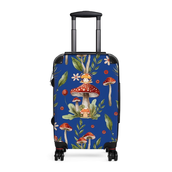 Whimsical Woodland Mushroom Suitcase - Enchanting Toadstool & Foliage Design - Magical Forest-Themed Travel Luggage Gift