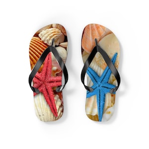Starfish Seashell Flip Flops Beach Sandals Vibrant Summer Footwear Wedding StaSeashell Ocean Bridal Sandals Beach Vacation Shoes