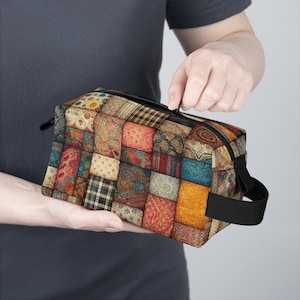 Borsa da viaggio per articoli da toeletta, borsa da viaggio Boho Patchwork, elegante, resistente, in poliestere impermeabile / perfetta per campeggio, viaggi e soggiorno in dormitorio, regalo