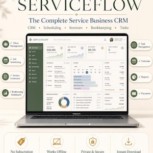 ServiceFlow Business Management-app – CRM, fakturering, schemaläggning (webbapp)