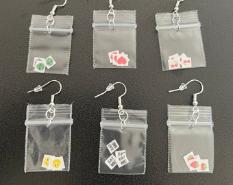 Acid Earrings - Acid Tabs In Baggies Earrings - Hippie Earrings Perfect Rave Accessories