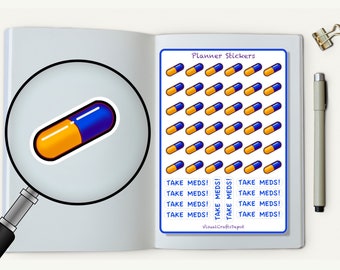 46 0.5&quot;x0.7&quot; Pill stickers for planner, Pill Tracker, Health reminders.