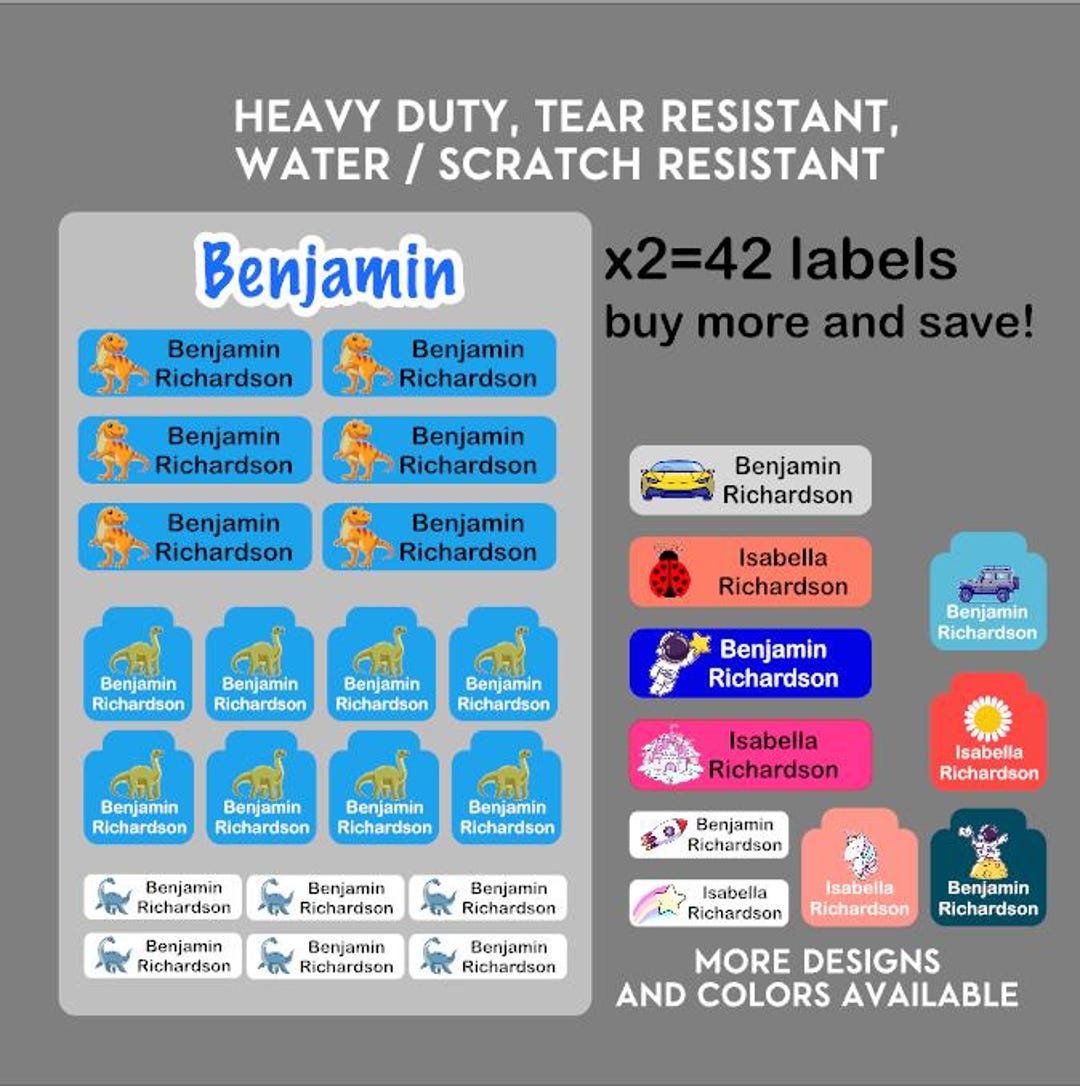 Kids Name Label/stickers | Water Resistant | Customizable | School ...