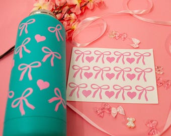 Coquette Bows and Hearts set | Girly Girl | Pink Bow | Ballerina Bow | Waterproof decal