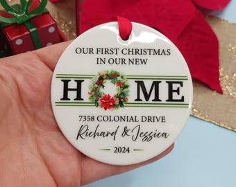 Custom First Christmas Ceramic Ornament. First Home. Housewarming Gift
