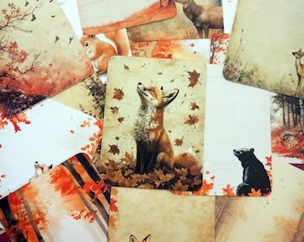 Fall themed printed cards for Scrapbook or Journal.