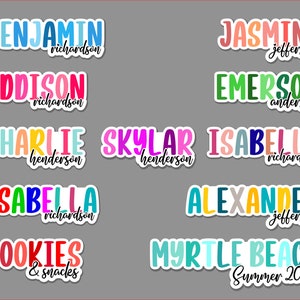 Waterproof Customizable name/word sticker. Double or single line sticker. School/Childcare/College/Work.