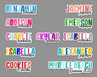 Waterproof Customizable name/word sticker. Double or single line sticker. School/Childcare/College/Work.