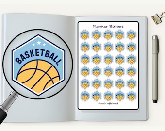 30 small Basketball stickers for planner, Calendar, Schedule. Planner stickers. Basketball mom stickers