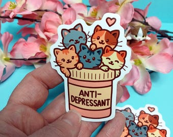 Anti-Depressant Cats in a bottle sticker