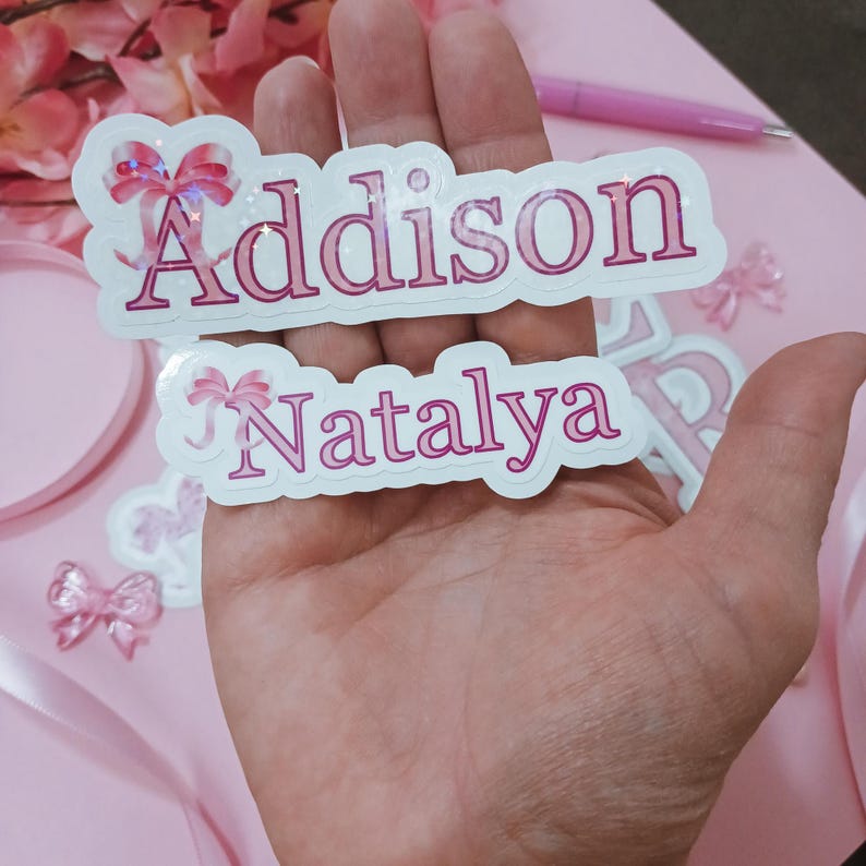 Initial or Full Name Sticker | Coquette Monogram | Girly Girl Decal ...