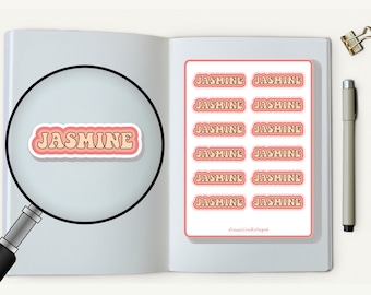 Groovy customizable name/word sticker. School/Childcare/College/Work. Water bottle, laptop, school supplies, lunch box, Kindle