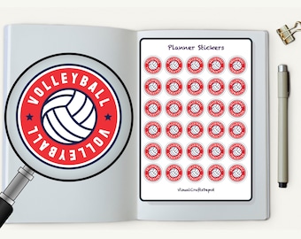 30 small 0.8" Volleyball stickers for planner, Calendar, Schedule. Planner stickers. Volleyball mom stickers