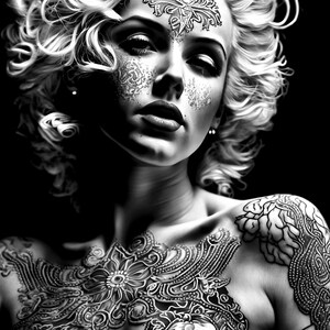 Marilyn Monroe Men039s Black L TShirt Tattoo Art Skull Rose  eBay