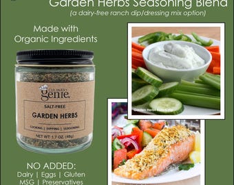 Salt-Free | Organic Garden Herbs Seasoning Blend (a Dairy-Free Ranch Dip/Dressing Mix)
