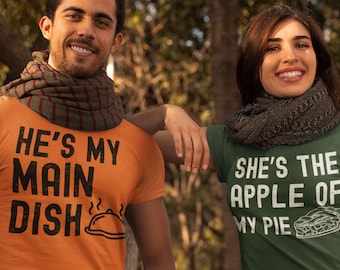 Funny Thanksgiving Couple T-Shirt Set, Matching Fall Outfits