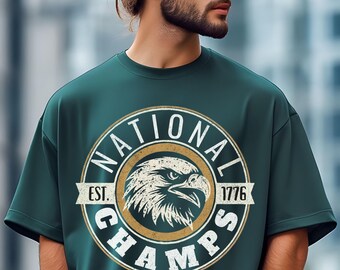 1776 National Champs Shirt, Patriotic Eagle Graphic Tee, Vintage America Shirt, Retro USA Sports Tee, Comfort Colors Patriotic Shirt