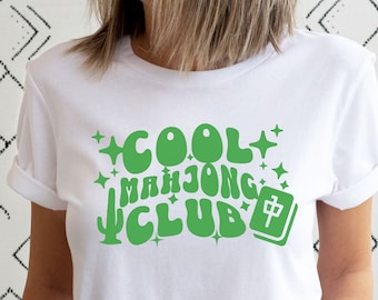Retro Mahjong Club T-Shirt, Groovy Green Design