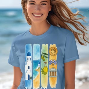 Greece Comfort Colors T-Shirt: Watercolor Heritage Travel Tee