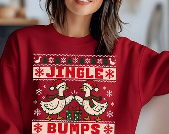 Jingle Bumps Christmas Sweatshirt, Funny Goose Christmas Sweater, Ugly Christmas Sweatshirt, Silly Goose Holiday Gift