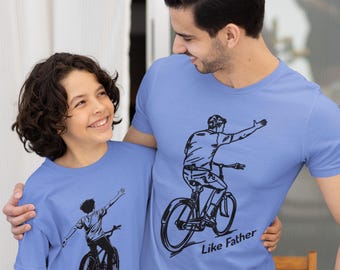 Like Father Like Son Biking T-Shirt Set: Matching Dad & Me Shirts