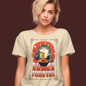 Funny Ramen Cat T-shirt, Ramen Forever Cat Shirt, Vintage Poster Graphic Tee, Japanese Foodie Shirt, Kawaii Neko Tee, Funny Animal Gift