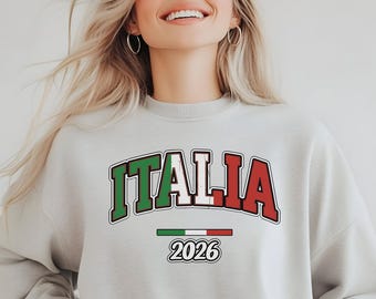 Italia Heritage Crewneck Sweatshirt: Vintage Italy Flag Design, Italy 2026 Inspired