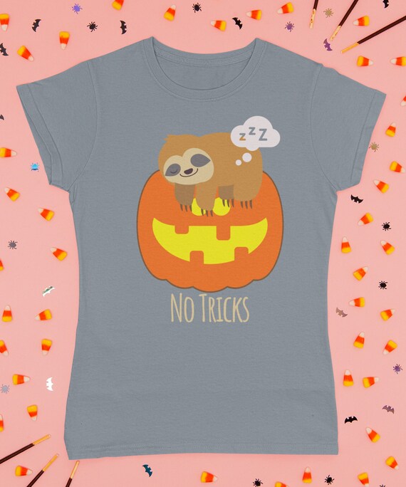 Girl's Design By Humans Funny Witch Sloth With Jack O Lantern