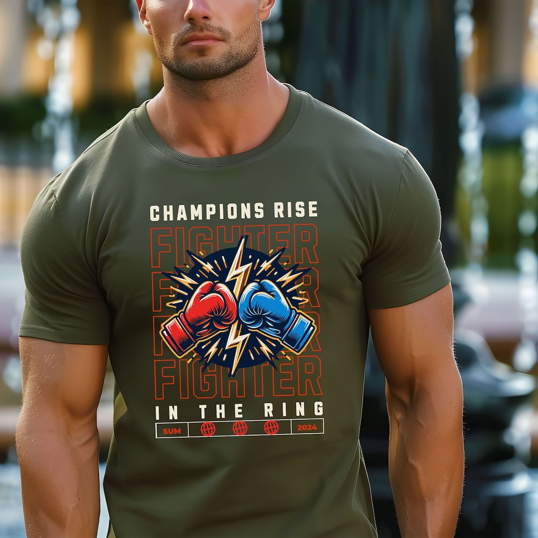 Champions Rise Boxing T-shirt, Fighter in the Ring Unisex Graphic Tee ...