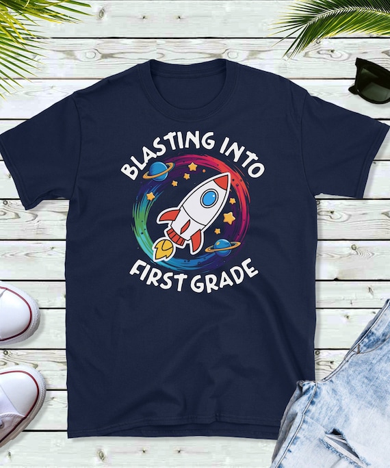Rocket 1st Grade T-shirt: Vintage Space Tee, Kids Astronaut Shirt