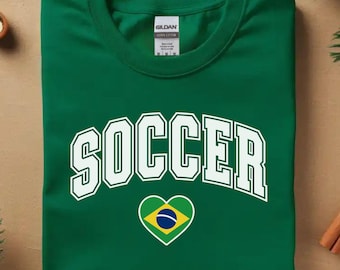 Brazil Soccer Shirt, Brazilian Fan Tee 2026, Flag Heart Soccer T-Shirt, Football Supporter Gift