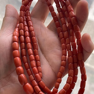 69g antique salmon coral beads necklace undyed